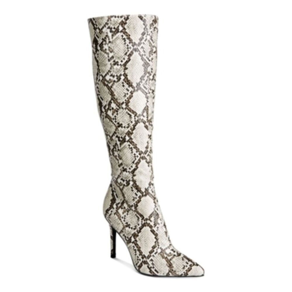 THALIA SODI Womens Beige Snake V-Notch Rajel Pointed Toe Stiletto Boots 5 M - Picture 1 of 3